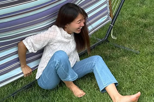 '미국 간' 이시영, 둘째 임신 중인데..해먹 타다 '꽈당'
