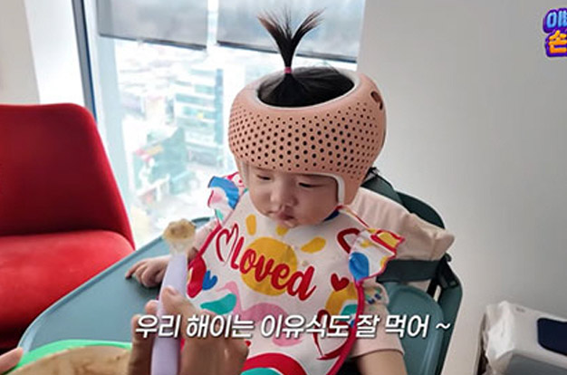 '이규혁♥' 손담비, 7개월 딸 해이 '두상 교정' 시작…“핼멧 탓에 잠 설쳐”