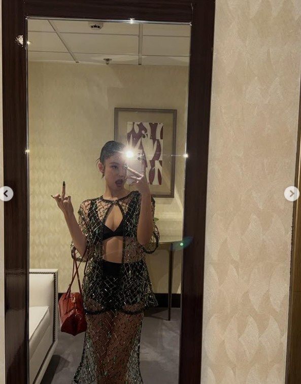 제니, 샤넬 쇼 가서 '가운데 손가락' 쑥…전 세계 팬들 놀라게 한 '노필터' 셀카