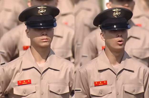 '해병대 입대' 정동원, 한달만 근황..군복입고 애국차 열창, 늠름한 자태