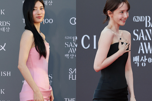 “서로 바꿔 입어야” 수지·윤아, 같은 옷 다른 느낌..백상 뒤집은 ‘드레스 해프닝’