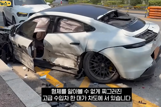 이용규 음주운전 사고 현장 모습..구겨진 고급 수입차 형체 알아보기 힘들 정도