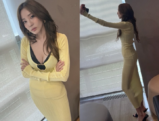 “38kg이라니 믿기지 않아”…산다라박, 노란 원피스 뚫고 나온 반전 볼륨감
